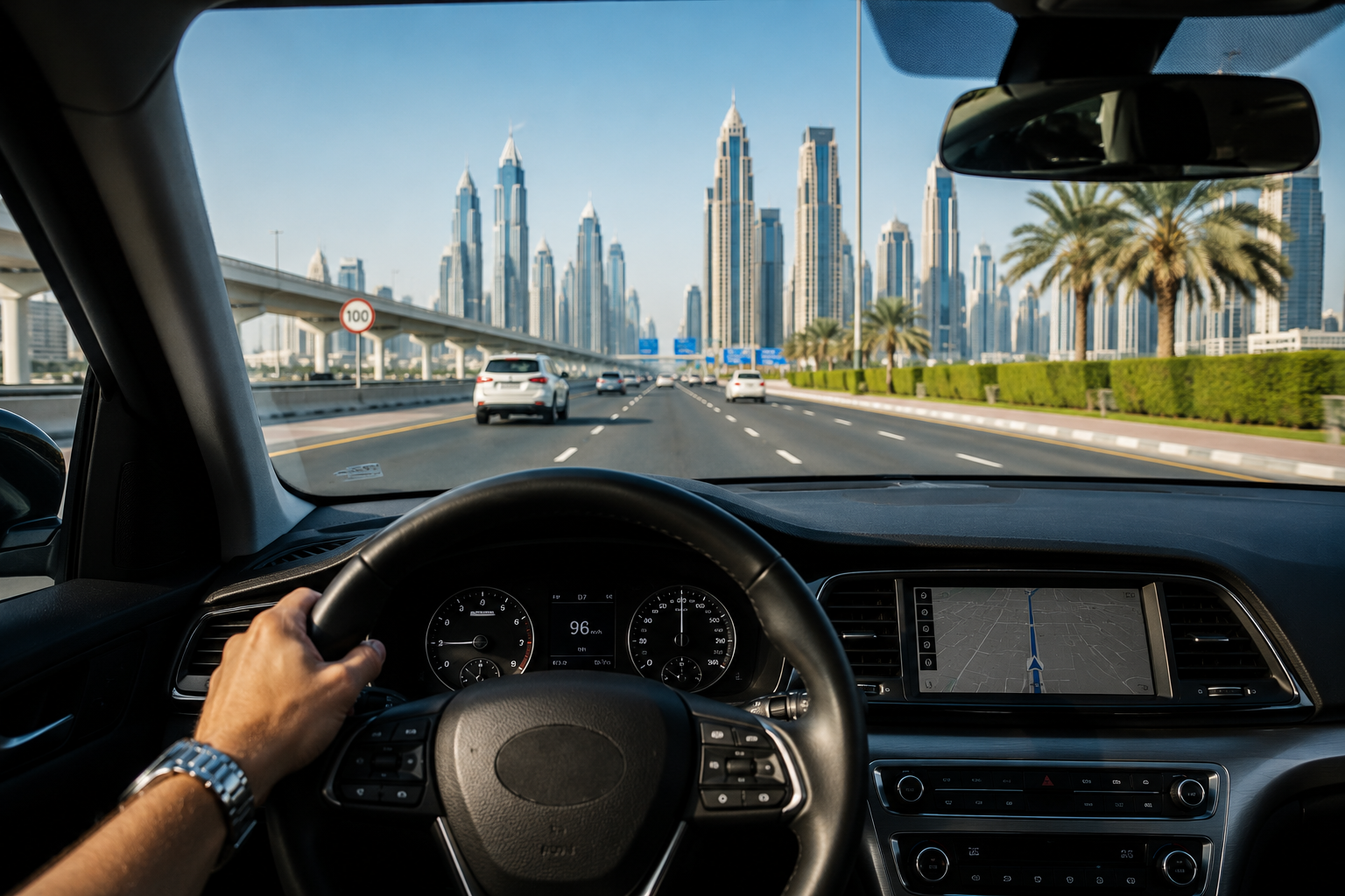 Driving Car On Dubai Road